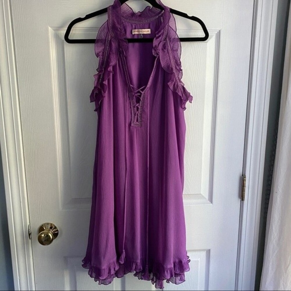Rebecca Taylor Purple Crinkle Silk Mini - size 2